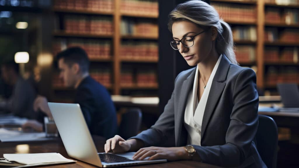 a student sitting in library with laptop planning to do ca